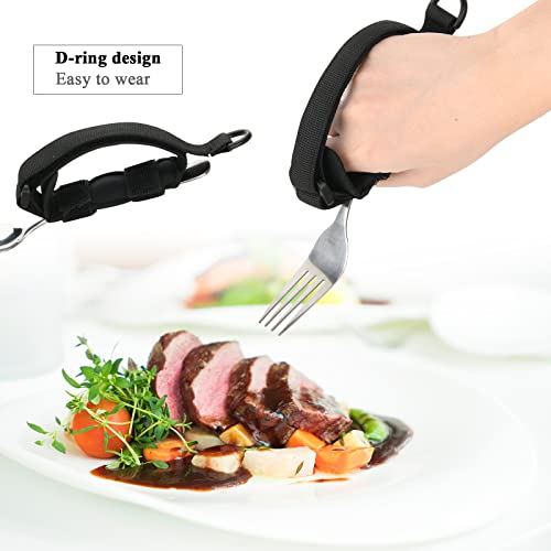 Black Universal Cuff Utensil Holder for Elderly and Weak Grip Users