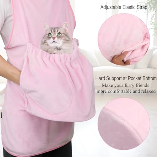 Hands-Free Pet Carrier Apron for Cats and Small Dogs with Double Layer Pockets