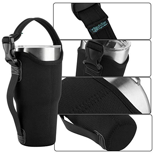 Leopard & Black Neoprene Tumbler Carrier for Stainless Steel Mugs - 2 Pack