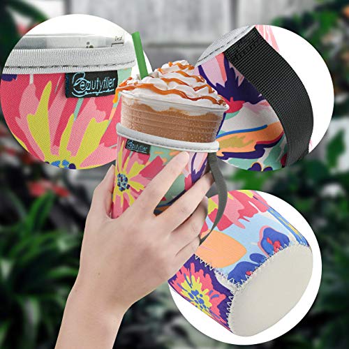 Reusable Insulated Cup Sleeves for Cold Beverages - Pack of 2
